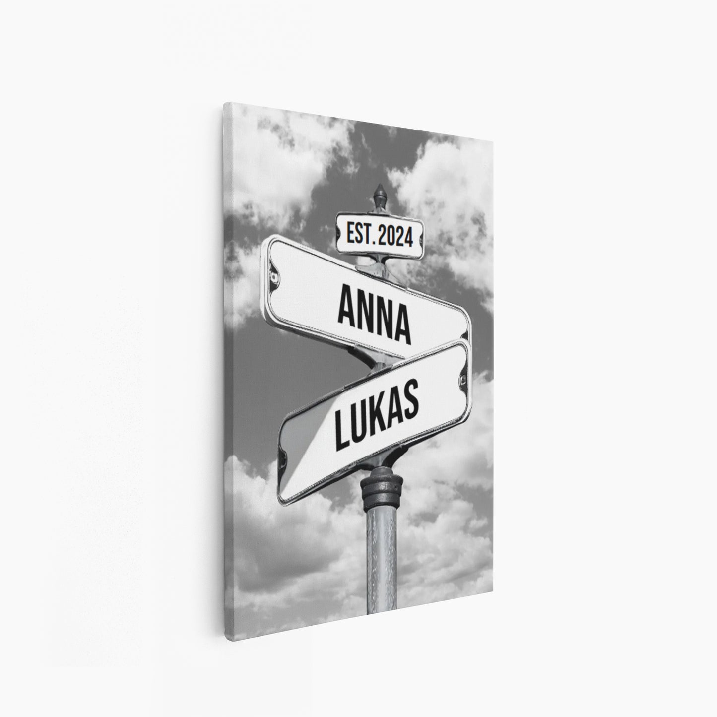 Street sign with custom names canvas