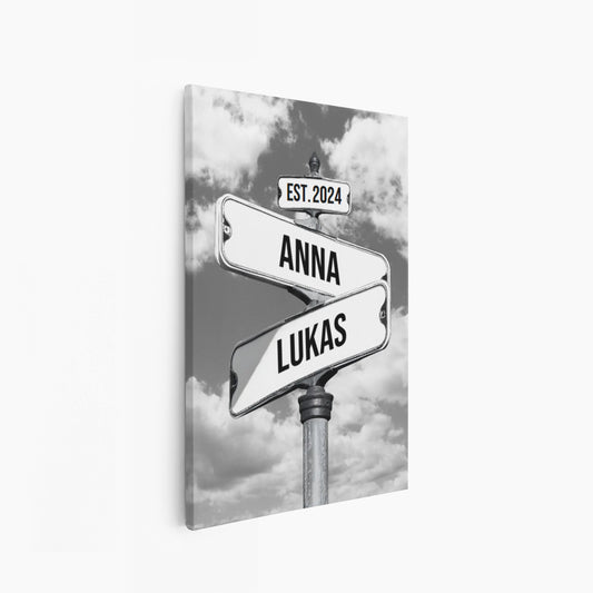 Street sign with custom names canvas